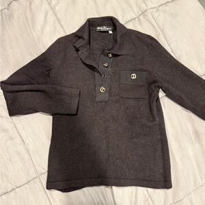 Salvatore Ferragamo Charcoal Button wool